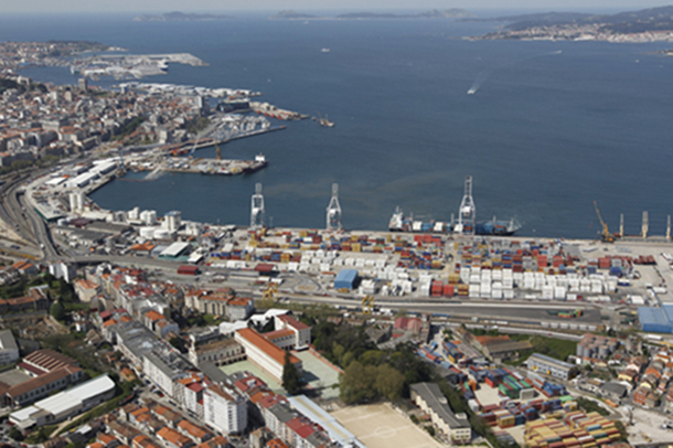 Vista aérea del puerto de Vigo.